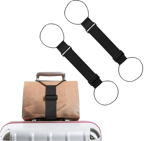 Lot de 2 sangles de fixation élastiques pour bagages, accessoires de valise de voyage, sangles réglables pour valise, pour attacher des sacs (noir)