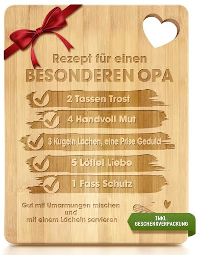 Geschenk für Opa Bambus Schneidebrett Opa Geschenk zum Geburtstag Vatertag, bester Opa Geburtstagsgeschenk Vatertagsgeschenk Küchengeschenke von Enkelin und Enkeln Schneidebrett Holz, Küchenbrett