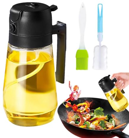 Botella de spray de aceite de cocina, dispensador de aceite para spray de cocina - Botella de aceite en aerosol para botella de aceite 2 en 1 para cocinar,Botella de aceite de vidrio con dispensador