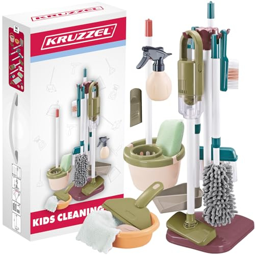 Cleaning Station 24813 - Juego de 15 piezas con función de aspiración, utensilios de limpieza para niños