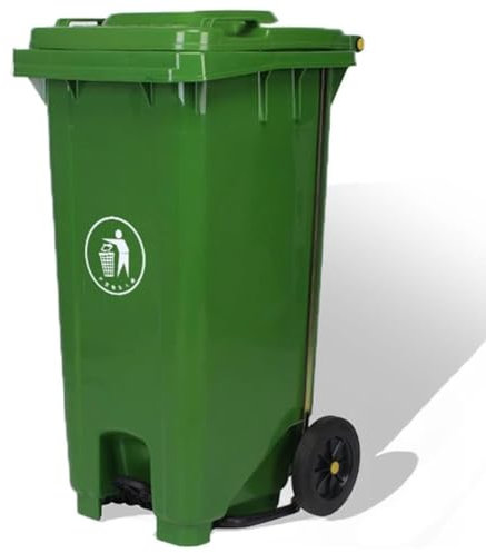 Poubelle À Pédale avec Pédale Large, Poubelle en Plastique avec Couvercle, Base Antidérapante, Idéale pour La Maison, Le Bureau Et L'extérieur (Green 100L)
