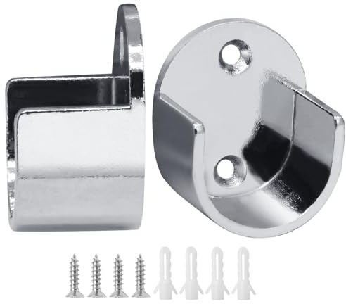 Kyuionty 2 Pack Oval Closet Rod End Supports, 25mm, Silver