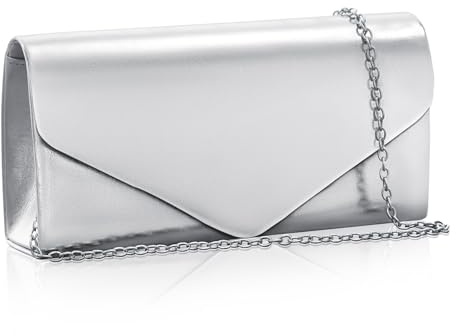 Toptime Clutch Silber, Glitzer Abendtasche Damen mit Abnehmbare Metallkette, Elegante Pailletten Handtasche Frauen, Crossbody Umhängetasche Damen Klein für Hochzeit, Bankett, Party