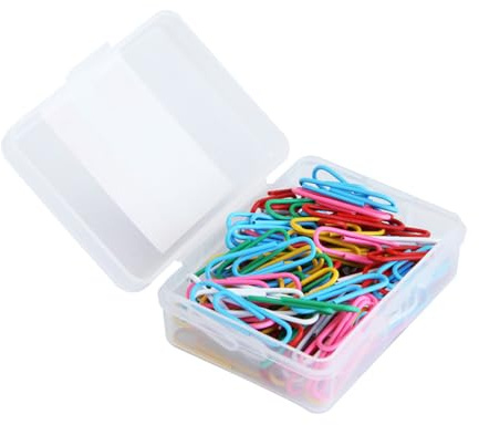 AEIOPRS 100 Stück Bunte Büroklammern 2.9cm Metall Aktenklammern Set mit Aufbewahrungsbox Ideal für Büro Schule und Papiere