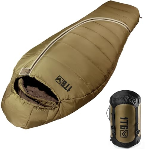 Sacco a pelo a mummia, ultraleggero, 4 stagioni, per adulti, militare, leggero e antivento, con cappuccio regolabile, tasca per telefono, per campeggio, escursionismo, viaggi (marrone coyote)