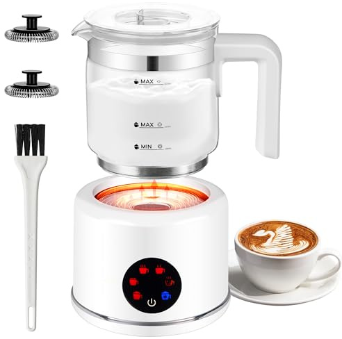 JXXM Electric Milk Frother, 6 in 1 Milk Steamer,17oz Automatic Warm and Cold Foam Maker for Coffee,Latte, Cappuccino, Macchiato, Hot Chocolate (White)