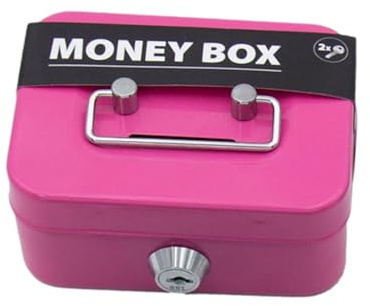Renopfect abschließbare Geldbox mit 2 Schlüsseln und Hartgeldeinsatz, tragbar, geeignet als Spardose, Kaffeekasse oder Sparkasse, Trinkgeld