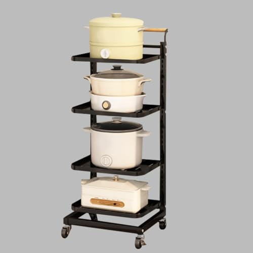 4 Tier Pan nizer Rack for Hot Saucepans Space Saving Storage Solution for Microwave Shelf, Kitchen Cupboard, Plates & Cups White Kitchen nizer