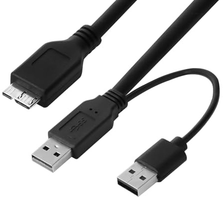 Micro USB 3.0 Male to USB Male Y-Splitter Cable,SuperSpeed Dual Power Supply Lead Cable for Portable External Hard Drives and SSD Compatible with Seagate/Samsung/WD and more(0.5m)