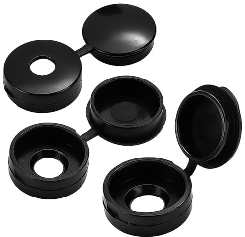 Screw Cover Caps Hinged Plastic Covers – Fits 10-12 Gauge Screws (4.8mm to 5.5mm) – Snap Close Caps (10, Black)