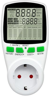 Eieenotee Compteur D'Énergie Numérique avec Écran LCD Wattmètre Wattage Electricité Kwh Mètre de Puissance Mesure Prise de Courant Analyseur de Puissance UE Plug