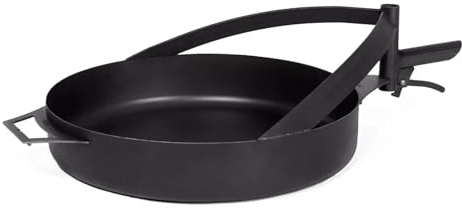 BENE ON FIRE Feuerschalen Grillpfanne Ø 50 cm mit Griff | Stahlpfanne schwarz 6,2 kg hitzebeständig stabil | zum Braten Rösten über offenem Feuer | Zubehör Feuerschalen Arizona Washington