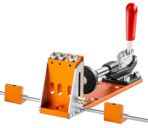 WUGMCNFBC Pocket Hole Jig Kit, 34 Pcs Pocket Hole Jig System with 11 C-clamp, Fixture, Step Drills, Wrenches, Drill Stop Rings, Square Drive Bits, Toolbox, Adjustable, for DIY Carpentry Projects