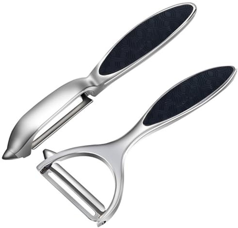 Leaflai Potato Peeler Vegetable Peelers, Ergonomic Non-Slip Handle & Sharp Blade Stainless Steel Y & I Shapes Swivel Peeler for Fruit Carrot Eggplant Cucumber(Silver)