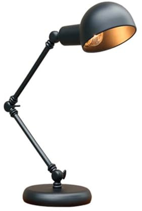 OOWDMPE Vintage Verstellbar Tischleuchte mit Kabel Retro Industrial Stil Tischlampe E27 Schwarz Schreibtischlampe Metall Bürolampe für Wohnzimmer Schlafzimmer Büro（mit Leuchtmittel）