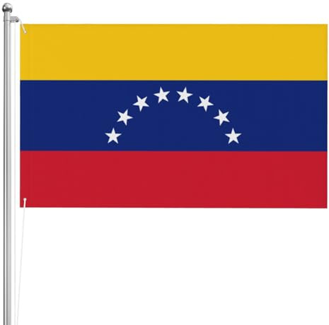 Bandera de Venezuela de doble cara de 3 x 5 pies. Bandera pesada de triple capa de doble cara para exteriores, 3 x 5 pies, pancarta de jardín de poliéster.