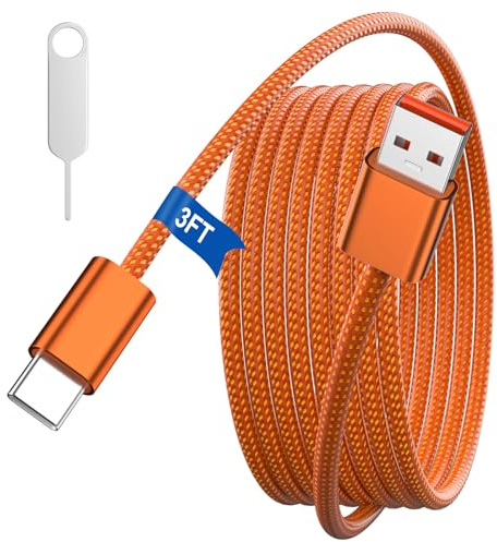 AIAUXAI USB A to USB C Cable 1M for iPhone 17 16 Car Charger Cord & CarPlay | Car Play Cable Type C Charger Cord 18W for iPhone 17 16 Pro Max 15/iPad A16 11th/Samsung S26 S25 Ultra S24/Pixel 10a 9,Orange