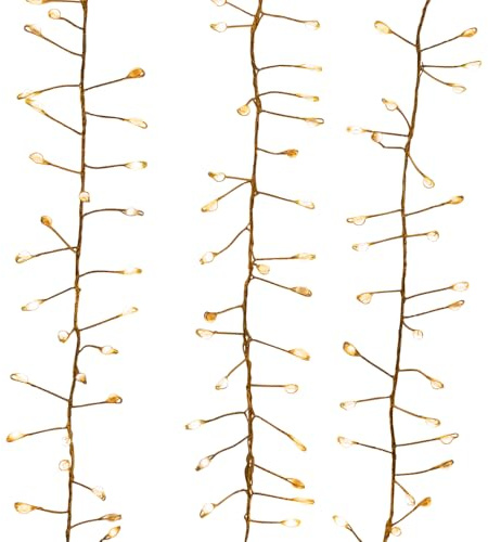 Kurt Adler 300L Warm White Superbright Twinkle Effect Gold Wire Cluster Garland