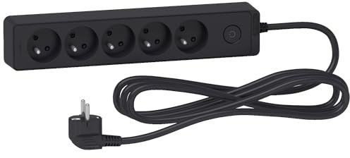 Schneider Electric - Odace - Rallonge multiprises 5 Prises 2P+T - Anthracite - 3m - ST9353B