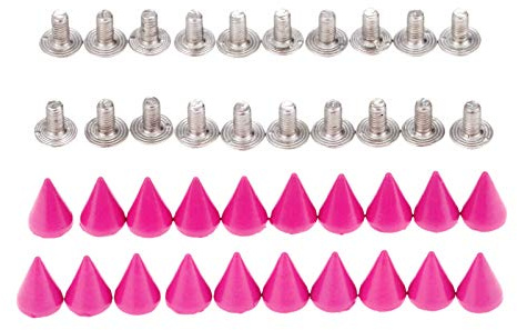 Yetaha 20pcs Cone Spikes Studs, Punk Metal Rivets Screw For Handbag, Belt Shoes, Colored Metal Screw Back Rivet, Cone Spikes Screwback Studs, DIY Leathercraft Findings, 7X10MM, Rose Red