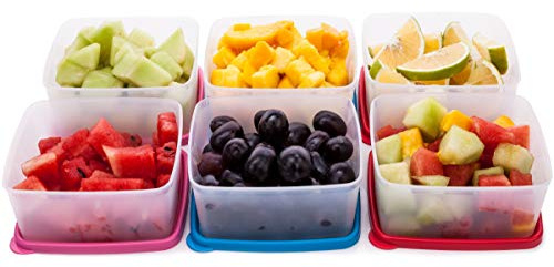 SIGNORA WARE Reusable Plastic Food Storage Containers – Stackable Airtight Food Containers for Snacks, Picnics, Food Prep, Picnics and more – Set of 6-17 oz