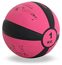 Train Hard Medizinball 1kg bis12 kg, Gummi Gewichtsball in 10 Farbig, Professionelle Gymnastikball für Krafttraining, Crossfit und Fitness (1 KG - Rosarot)