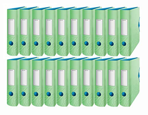 Leitz Qualitäts-Ordner 180° Active Urban Chic, A4, abgerundeter Rücken mit 82 cm Breite, Gummizugverschluss, leichter Polyfoam (grün, 20 Ordner/82 mm)
