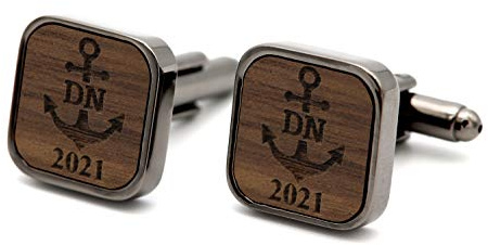 NaturSchatulle Manschettenknöpfe Herren Holz mit Gravur 1 Paar Schwarze Manschettenknopf Eckig Hochzeit Anzug Männer Cufflinks for Men