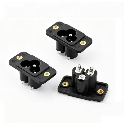 Aoowei IEC C6 Panel Mount Power Inlet Socket 3-Pack, AC 250V 2.5A 3 Pin Snap-in Connector with Straight Plug-in Terminals