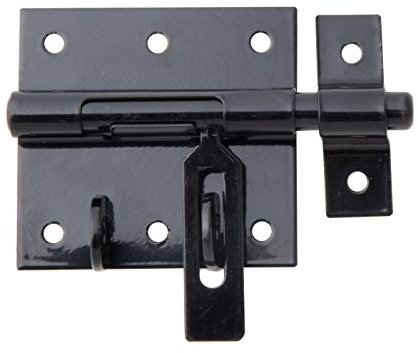 Alberts 137304 Verrou porte-cadenas | avec gâche attachée | plastifié, en noir | platine 70 x 67 mm | boulon Ø 9,5 mm | longueur totale 100 mm