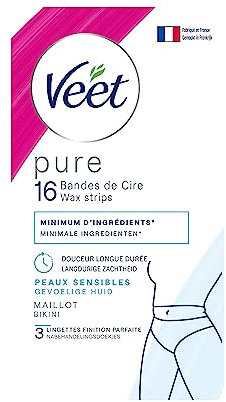 VEET PURE – 16 strisce di cera fredda maglia – pelli sensibili – consigliate dai dermatologi – epilazione a lunga durata