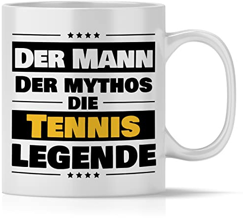 mindmonkeys® Tasse mit Spruch Der Mann die Tennis Legende Tennis zum Geschenk Geschnekidee zum Geburtstag Danksagung Keramik 300 ml