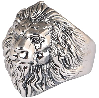 KnSam Ringe Sterling S925 Silber, Löwe Kopf Form Ringe Echt Silber Herren, Spinner Fidget Ring, Verstellbar, Echt Silber Schmuck