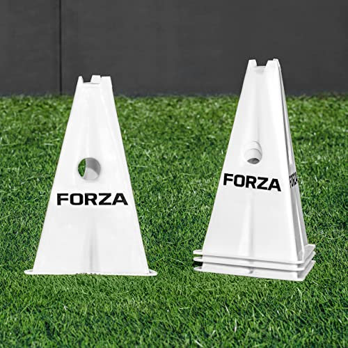 FORZA Pro Plots de Délimitation Tri [8 Couleurs] | Améliorez Vos Entraînements | Pack de 4 ou 8 avec Bases en Option (Blanc, Pack de 4 (sans Bases))