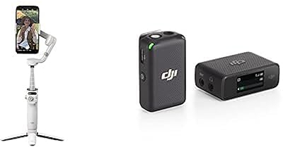 Pack DJI Osmo Mobile 6 Solo Vlogging, estabilizador en Tres Ejes para teléfonos, Seguimiento de Objetivos, portátil y Plegable, Gris Platino, Equipado con un DJI Mic (1 TX + 1 RX)