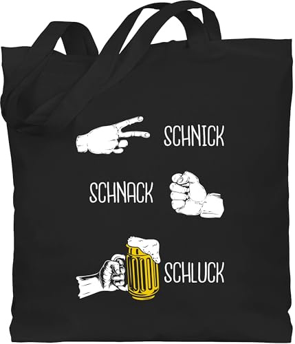 Shirtracer - Baumwolltasche - & Alkohol Herren - Schnick Schnack Schluck I Saufen I Schere Stein Papier I JGA Trinksprüche Malle I Biergeschenke lustig I Alkoholliebe I Party I Trink Spruch