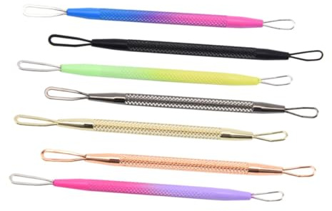 minkissy 7piezas Anillo Exprimidor Acné De Acero Inoxidable Eliminador De Puntos Negros y Extractor De Comedones Herramienta De De Doble Cabezal Para Casa