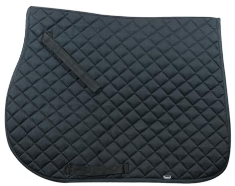 Satteldecke Tecno Simple, weich und strapazierfähig, unverzichtbar, um das Pferd vor Trauma und übermäßigen Stößen zu schützen, schlicht und elegant (Pony, Schwarz)