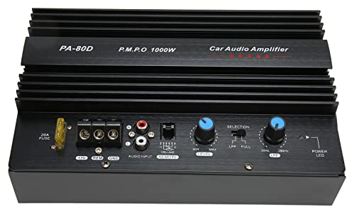 PA 80D Subwoofer per Auto - Amplificatore di Potenza Audio Professionale 12V 1000W, Piastra ad Alta Potenza per Intrattenimento