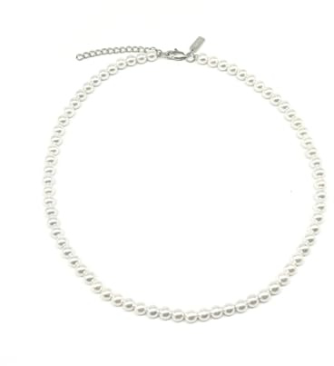 UNSHINEBAR Echte Perlenkette für Herren und Damen aus 316L Edelstahl und Seashell Perlen - Verstellbare Unisex Streetwear Perlenkette