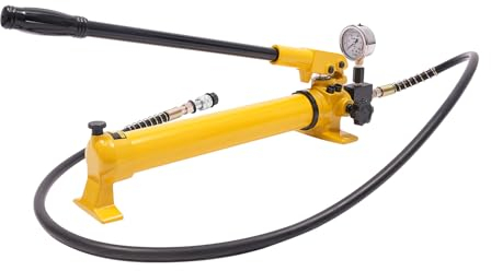 Manuell Hydraulische Hydraulikpumpe Handpumpe, Ölvorrat 700cc, mit Manometer, 6,23 Fuß Hochdruck-Ölleitung und ZG3/8'' Schnellverbindungsstück, Integrierte Struktur