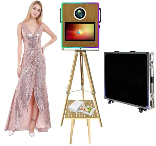 FXNFXLA Machine De Cabine Photo Portable pour Appareil Photo Reflex Numérique, Cabine Photo Selfie à écran Tactile De 15,6 Pouces avec Lumière De Remplissage Et étui De Vol pour Les Fêtes