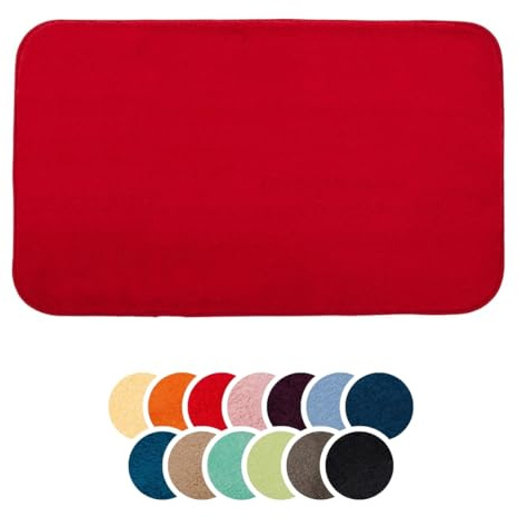 liebling Badteppich, 100% Polyester - Mikrofaser, Serie Santos, 50 x 70 cm,1500 g/m², 30 Grad waschbar, Farbe: rot