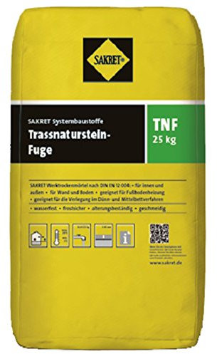 SAKRET Trass-Natursteinfuge TNF – Malta per fughe senza scolorimento per pietre naturali, impermeabile, resistente al gelo, senza crepe, sacco da 25 kg, grigio
