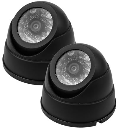 Laroal Cámara de vigilancia de simulación de Domo de 2 Piezas con luz LED Intermitente para Interiores, cámara de Seguridad de simulación Negra (Negra)