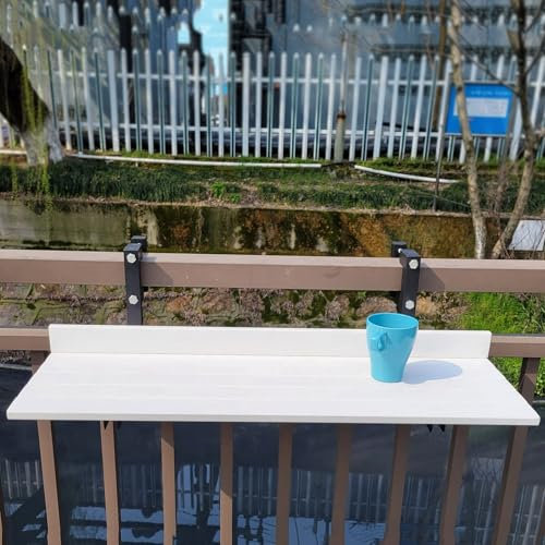 Outdoor Patio Bar Tisch Wasserdicht Klapptisch für Baluster Garten Einfache Montage Weiß Balkon Geländer Tisch