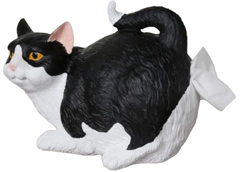 Katzentuchspender aus Kunstharz, Taschentuchhalter, Katzen-Hintern, witziger Taschentuchhalter, Katzendekoration, Taschentuchspender, Tischtuchhalter, Badezimmer, Taschentuch-Etui,