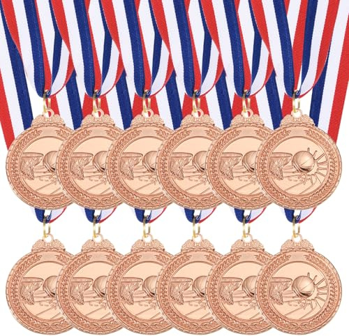 sourcing map Basketball Medals, Award Medals with Neck Ribbon for Team Sports Games Competitions Party Favors