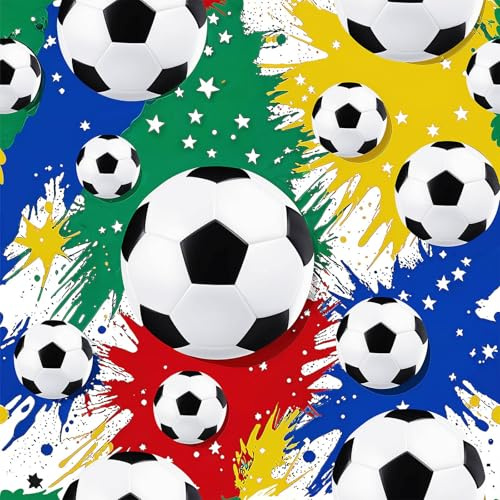 CHDITB Bunte Fußball Tapete Selbstklebend,Fußball Junge Wandaufkleber,Sport Wandtattoo für Kinderzimmer Jungen(44x300cm) Sport Bälle Tapete für Kindergarten Kinderzimmer Spielzimmer Jungen