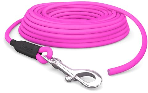 10m Schleppleine Hunde, Wasserfeste Hundeleine Rundleine ohne Schlaufe, Sichere Freilauf-Trainingsleine pink, bis 35kg